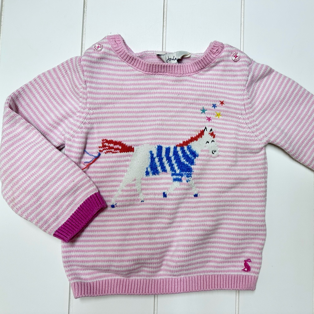 Pink Striped Unicorn Sweater